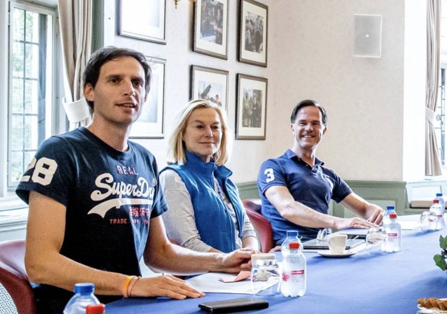 From left to right: Wopke Hoekstra, Sigrid Kaag and Mark Rutte in fantasy casual clothing. Dutch politics in its sartorial glory Copyright ANP.