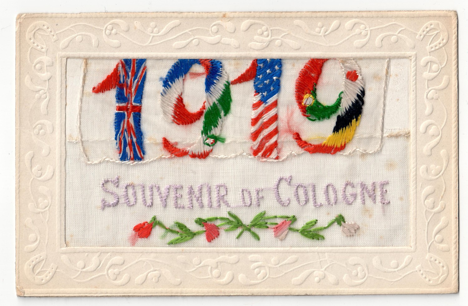 Embroidered postcard, TRC 2017.2571.