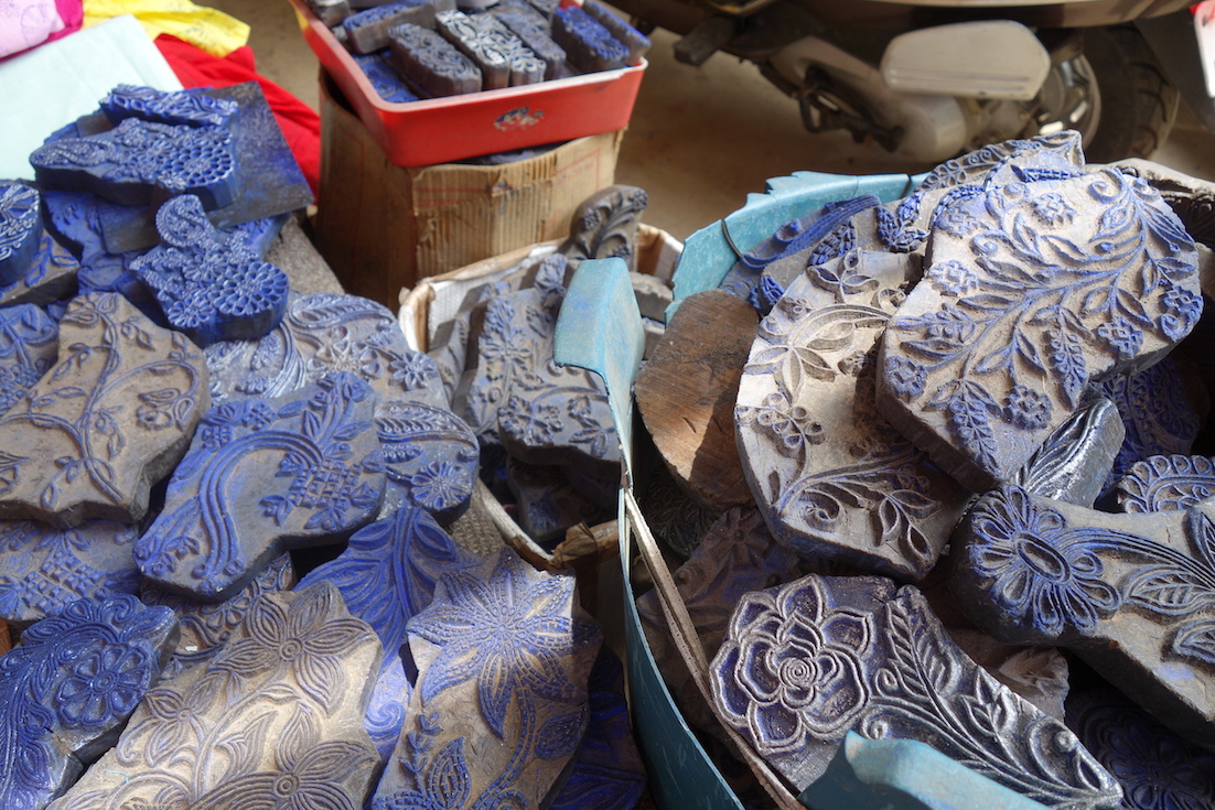 Printing blocks for chikan embroidery designs, Lucknow, India (27th July 2017).
