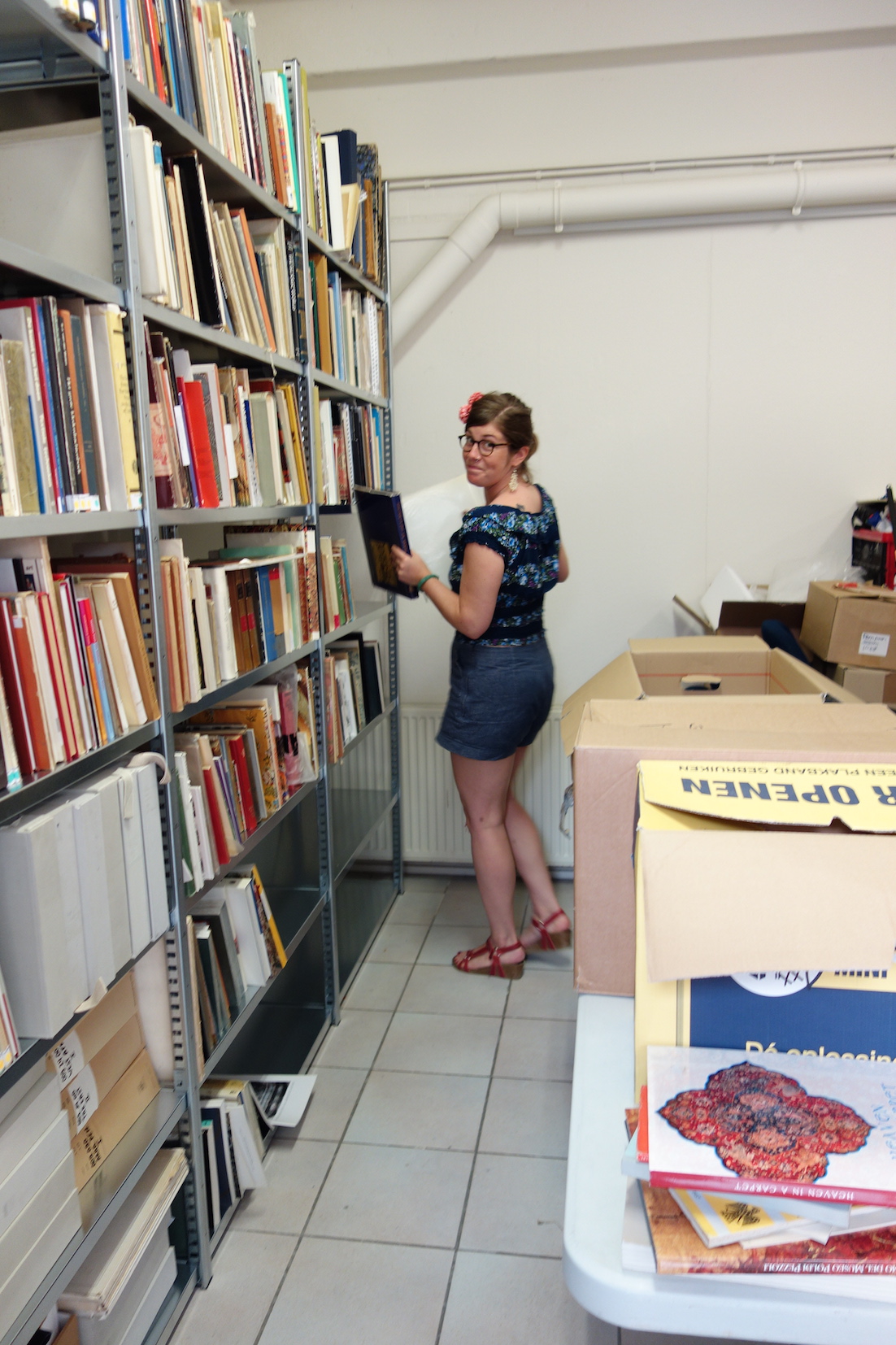 Nelleke Honcoop, one of the TRC volunteers, sorting out the new publications for the TRC Library.