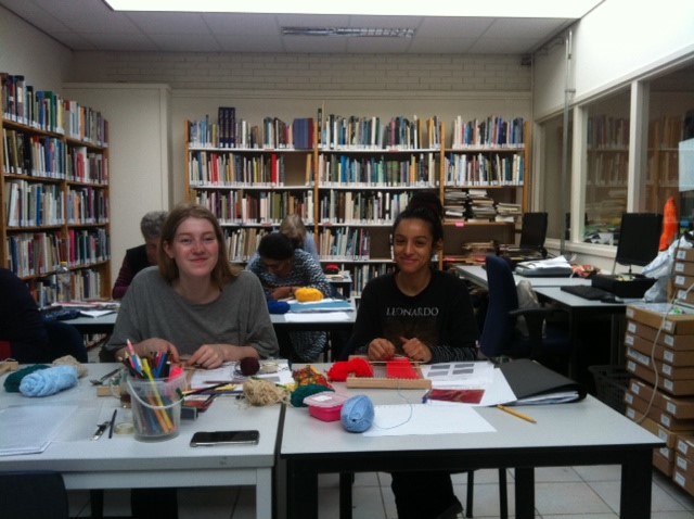 Two Manchester students at the TRC Intensive Textile Course, March 2018.