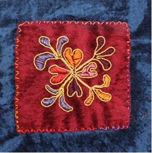 Karin Scheper's sample of Palestinian embroidery, made during the TRC workshop and finished at home.