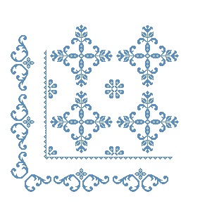 Chart based on 19th century American cross-stitich quilt pattern  (TRC 2019.2926). Chart drawn by Gillian Vogelsang.