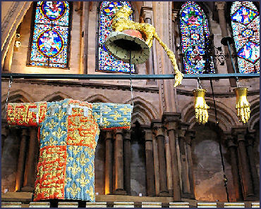 The heraldic achievements of the Black Prince (beware, these are replicas).