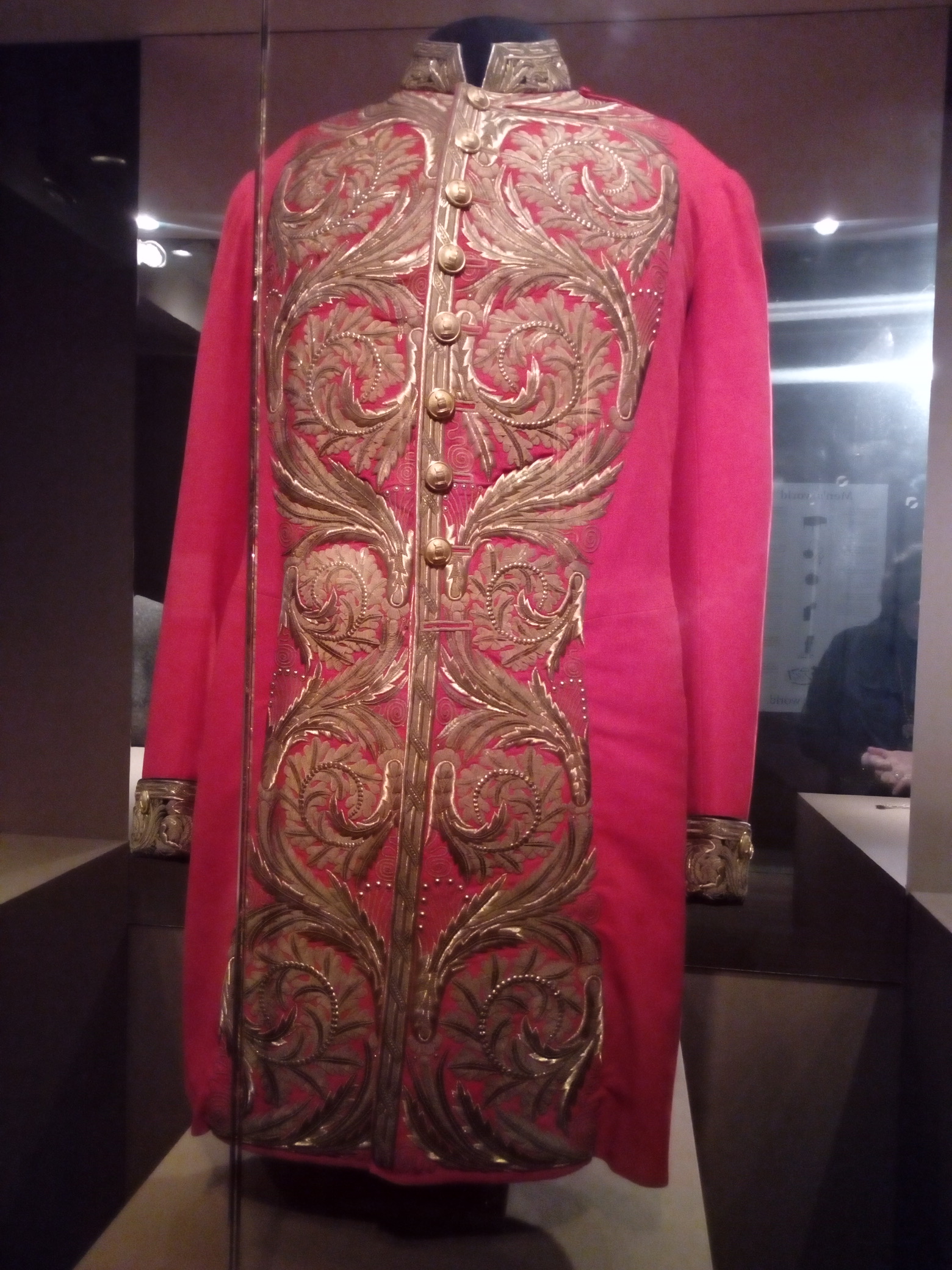 Parade uniform of a Russian senator, velvet and silk. The gold thread embroidery and buttons were considered a sign that the Emperor respected the senator's status. Late 19th-early 20th century.