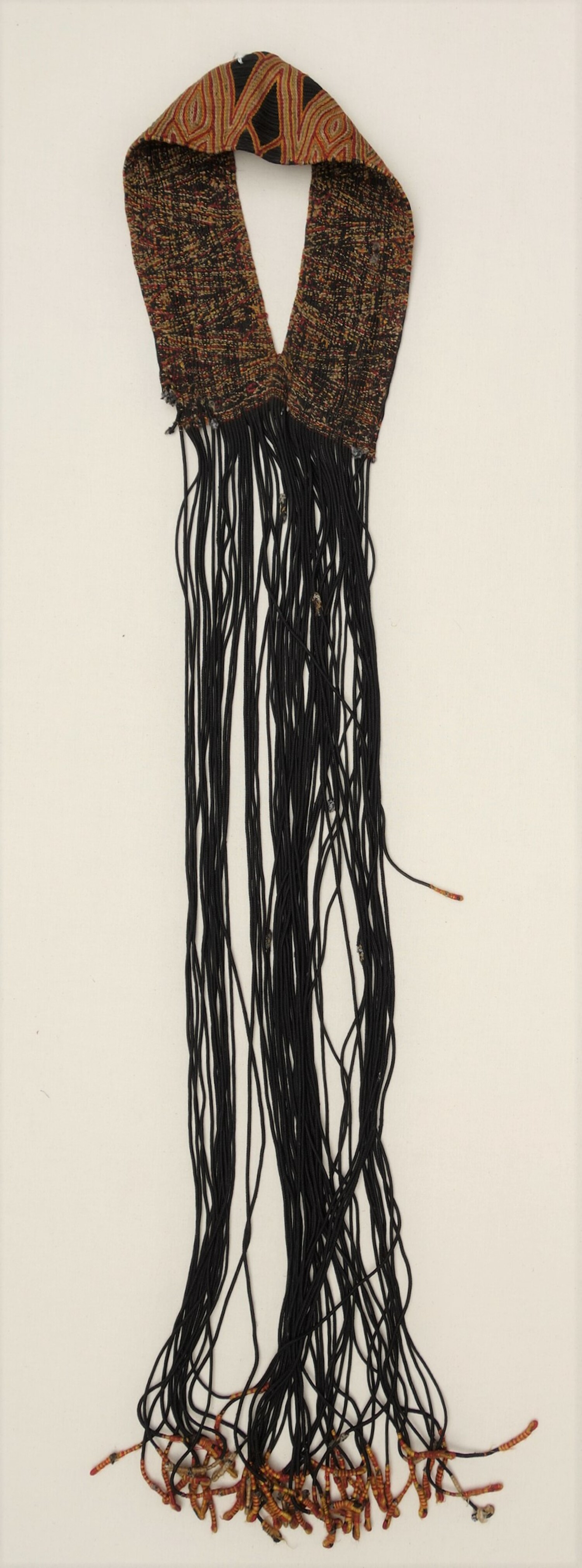 Embroidered (?) woman's headdress from late 20th century Yemen (TRC 2015.0610).