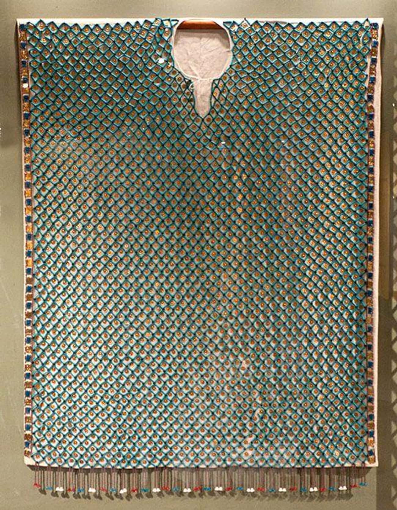 Replica of a beaded tunic with discs, reconstructed with the help of Jolanda Bos. The original was discovered in the tomb of Tutankhamun. Part of TRC-led project on the study of Tutankhamun's wardrobe. Photograph courtesy Textile Museum of Sweden.